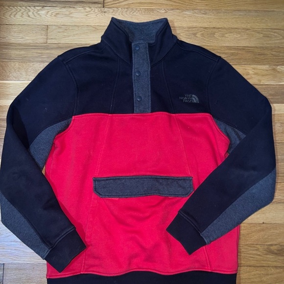 The North Face Alphabet City Pullover 1/4 Snap Sweatshirt Red Black Men's L - Picture 1 of 4